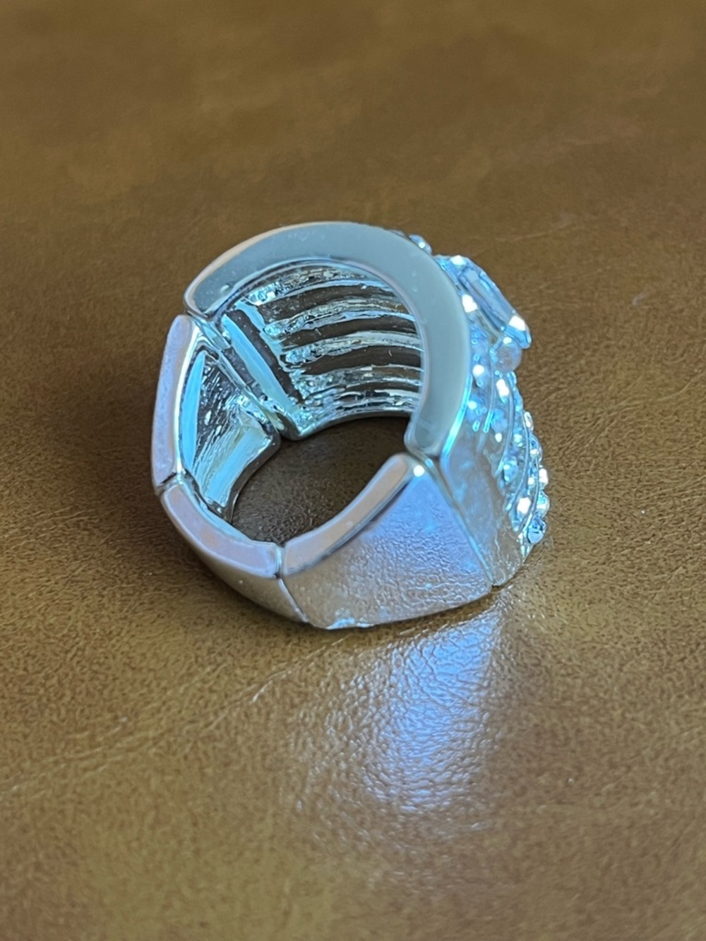 Silver-Tone Multi-Row Crystal Statement Ring - Multi Size - Picture 2 of 4